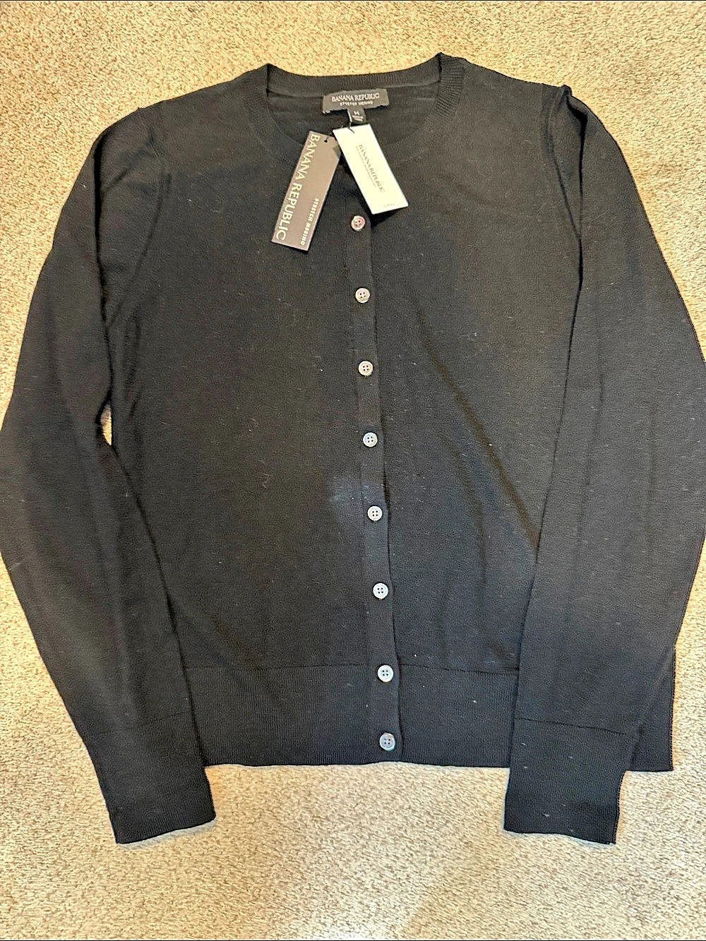Banana Republic Merino Black Button-Front Cardigan NWT